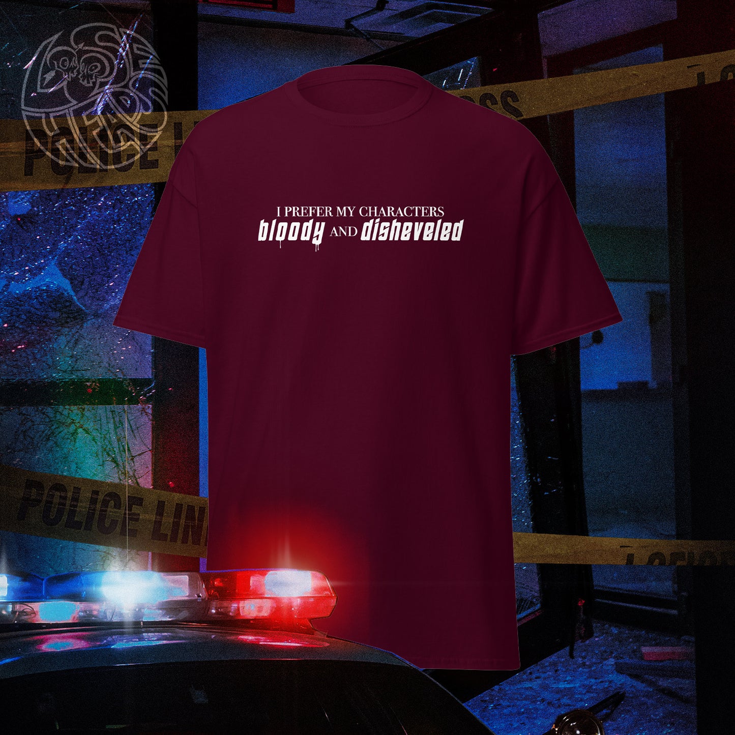 "Bloody & Disheveled" Slogan T-Shirt - Dark