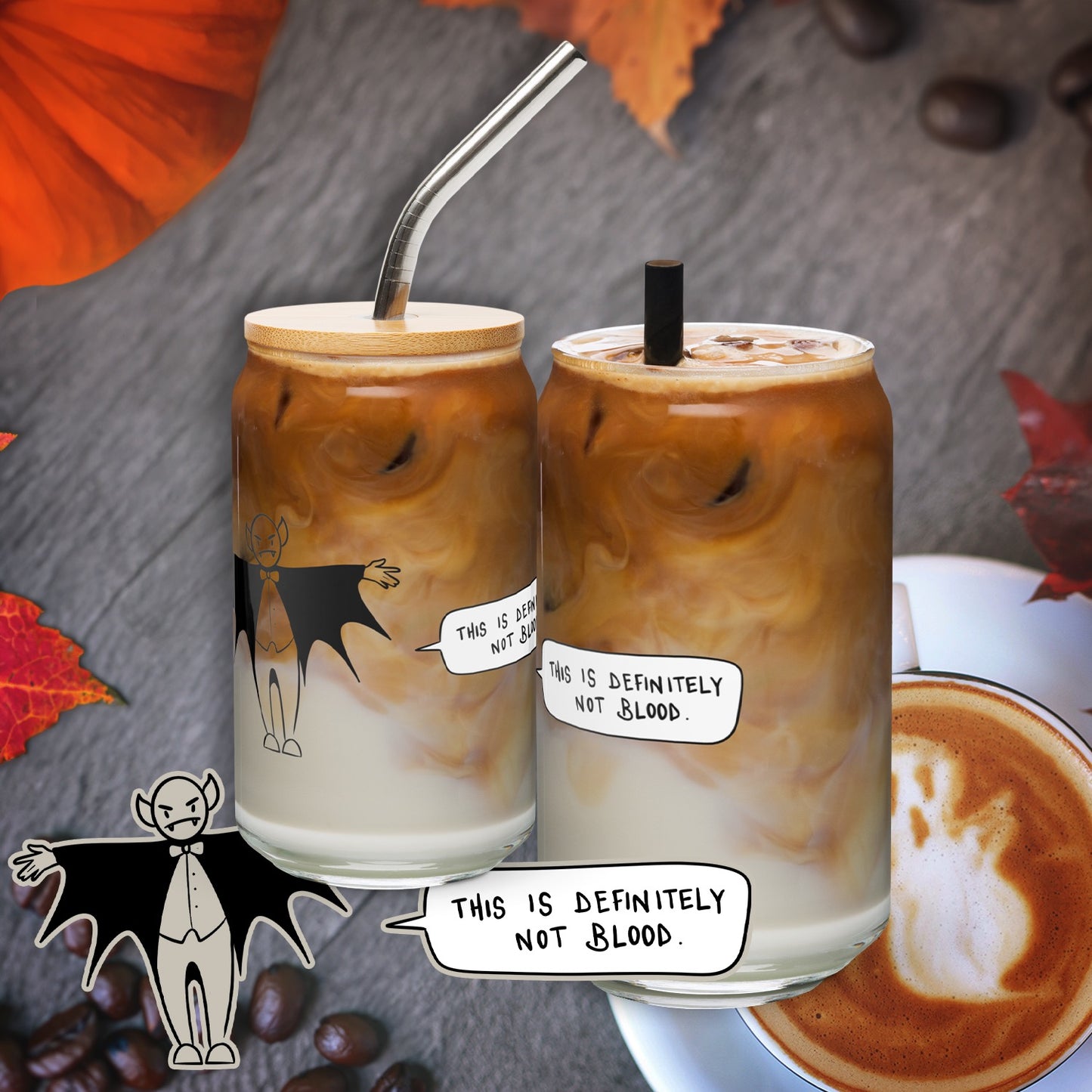 Vampire Tumbler - 16oz Glass Can Cup - Black