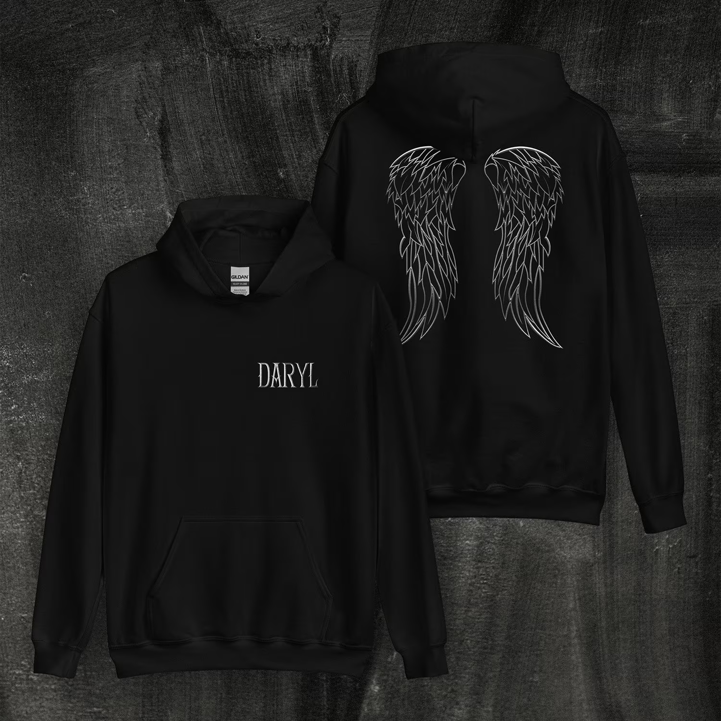 Daryl Dixon Wings + Name Hoodie - Daryl Dixon TWD