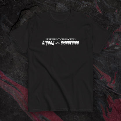 "Bloody & Disheveled" Slogan T-Shirt - Dark