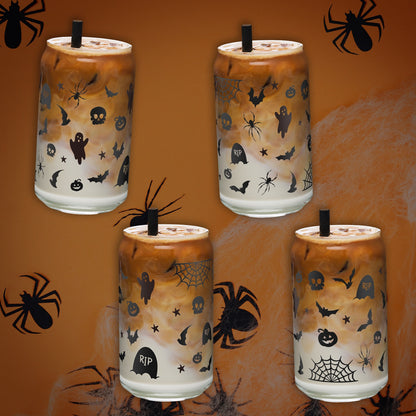Halloween Tumbler - 16oz Glass Can Cup - Black