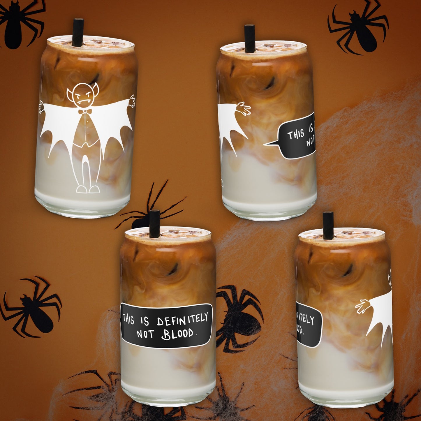 Vampire Tumbler - 16oz Glass Can Cup - White