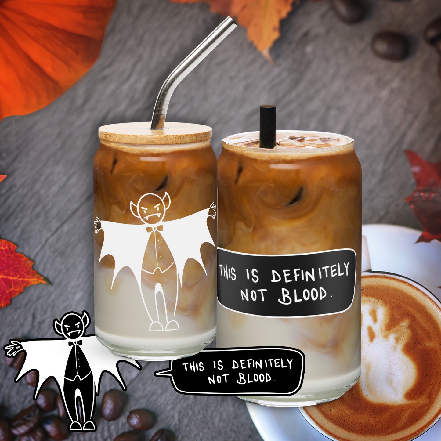 Vampire Tumbler - 16oz Glass Can Cup - White
