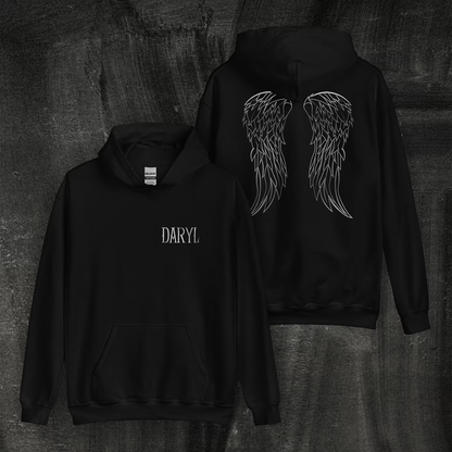 Daryl Dixon Wings + Name Hoodie - Daryl Dixon TWD